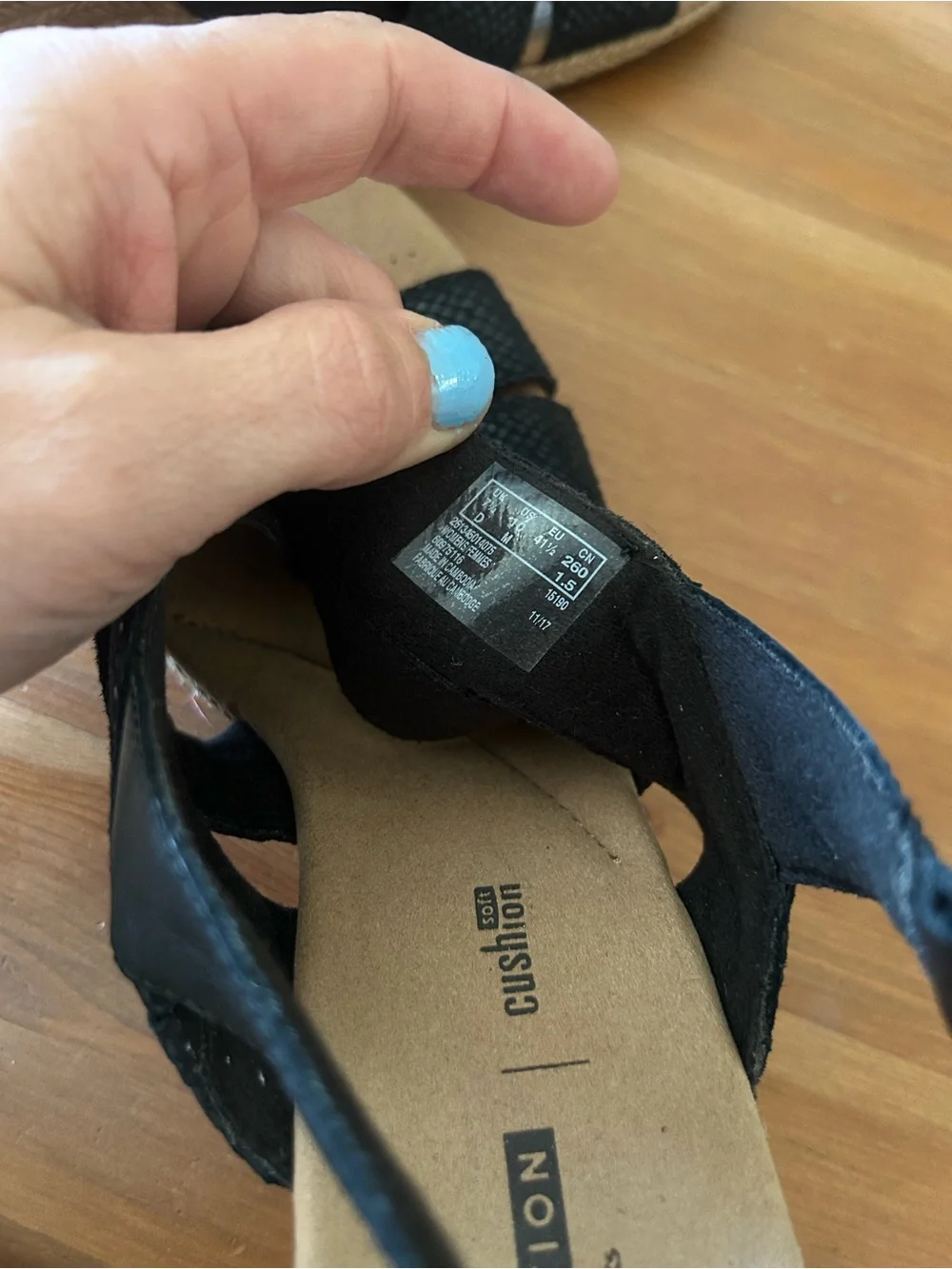 NEW Clarks Lafley Krissy Black Leather Criss-Cross Espadrille Wedge 10
